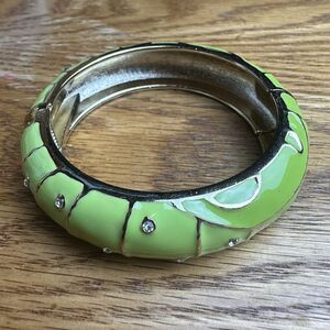 Sequin Nordstrom Green Gold Tone Enamel Hinge Bangle $42 NWOT #172